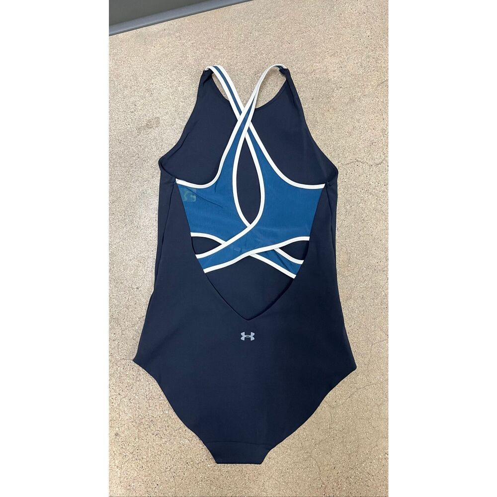 Under Armour Black One Piece Swimsuit Crisscross Back Bodysuit M NWOT